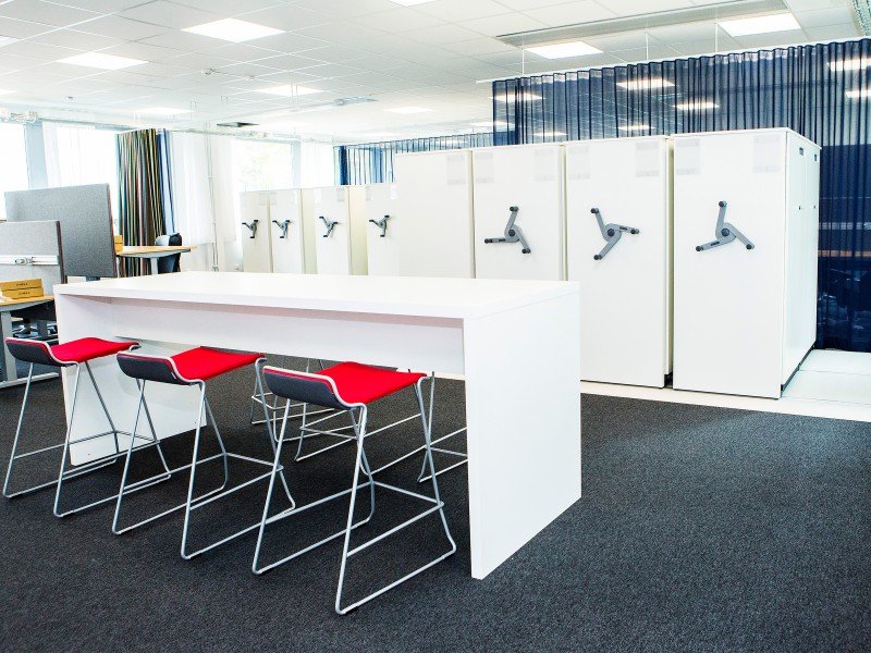 Office high density mobile shelving